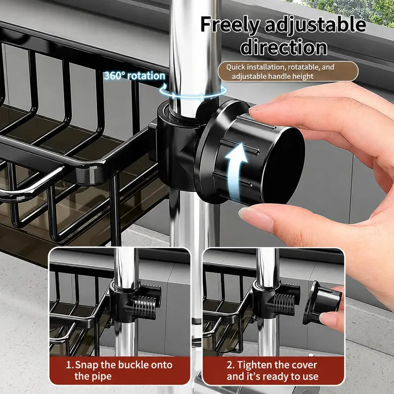 🫧Detachable Stainless Steel Sink Caddy for Kitchen & Bathroom.(Draining tray included)💎