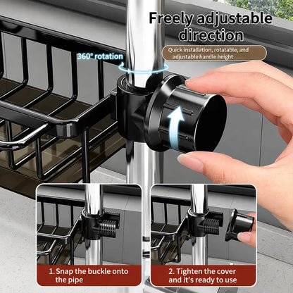 🫧Detachable Stainless Steel Sink Caddy for Kitchen & Bathroom.(Draining tray included)💎