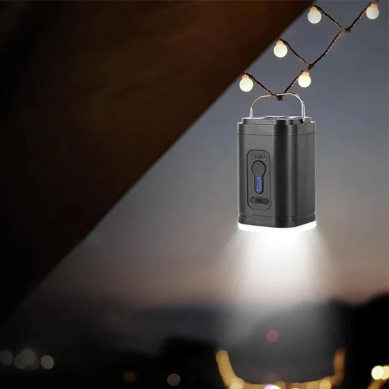 🏕️ Rechargeable Camping Air Pump – LED Light, Fast Inflation, Compact 🔋