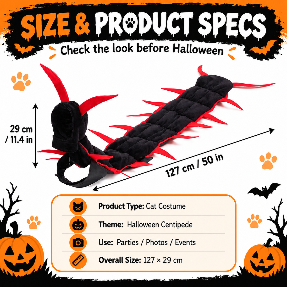 🐱🎃 WANT YOUR CAT TO STEAL THE SHOW THIS HALLOWEEN? 👀🪱 👻 Skip Ordinary Pet Costumes — This Creepy-Cute Centipede Look Is Impossible to Ignore!