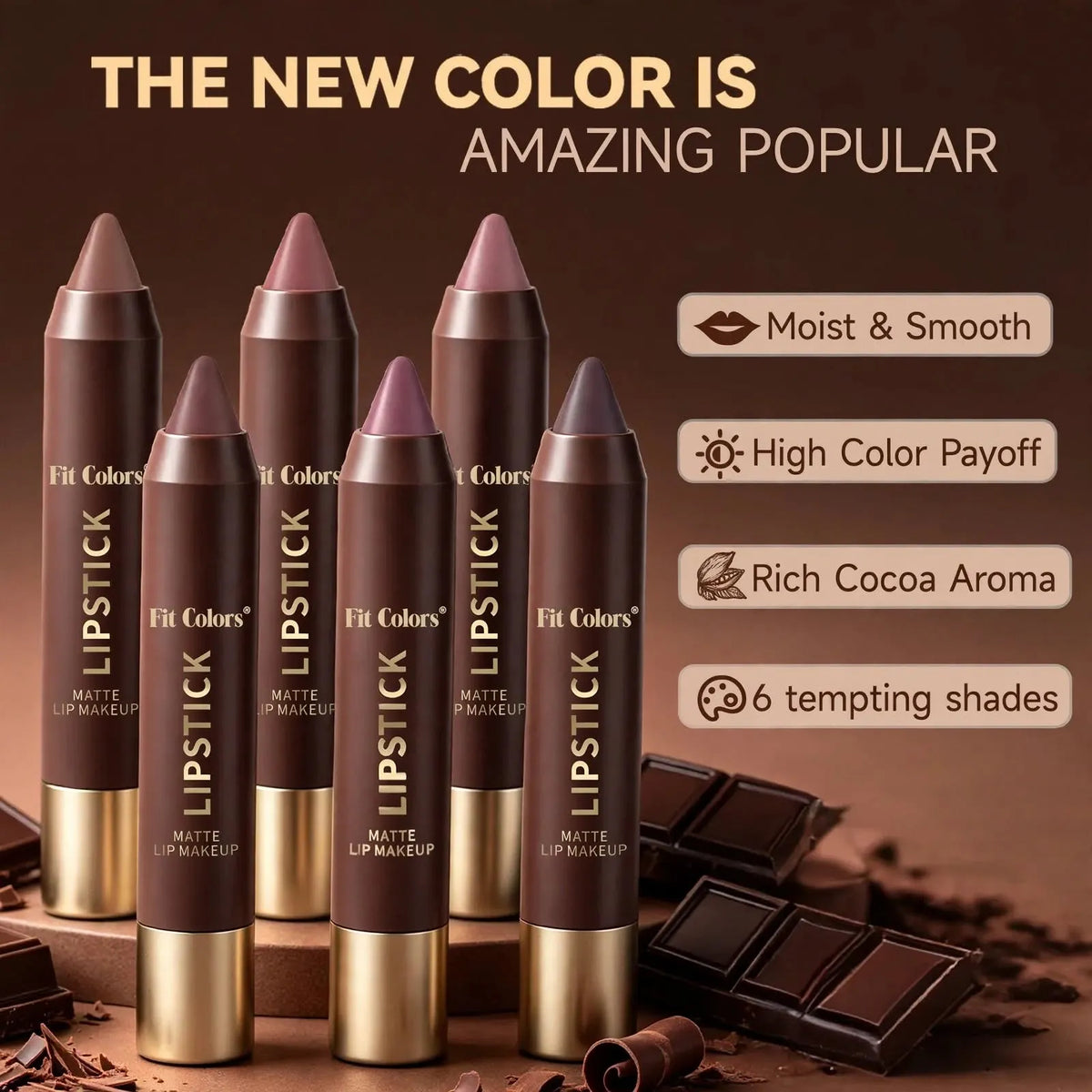💄 2026 Hottest Lipstick Set – 6PCS Long-Lasting Matte Lipsticks in Stunning Brown Shades ✨