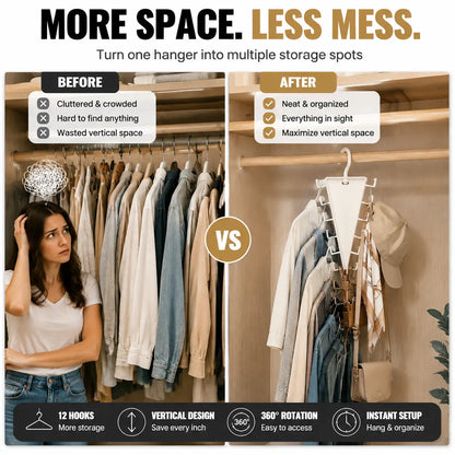 🧥🪝12-Hook Vertical Closet Organizer