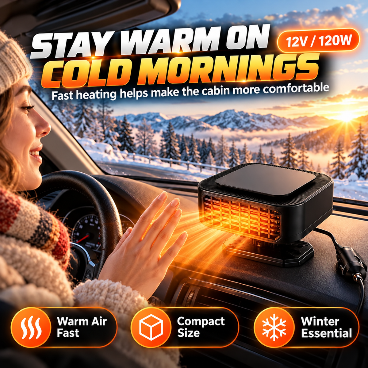 😩 Foggy Windows Blocking Your View? ❄️ Direct Air Where You Need It with This 360° Rotating Car Heater & Defroster! 🚗💨