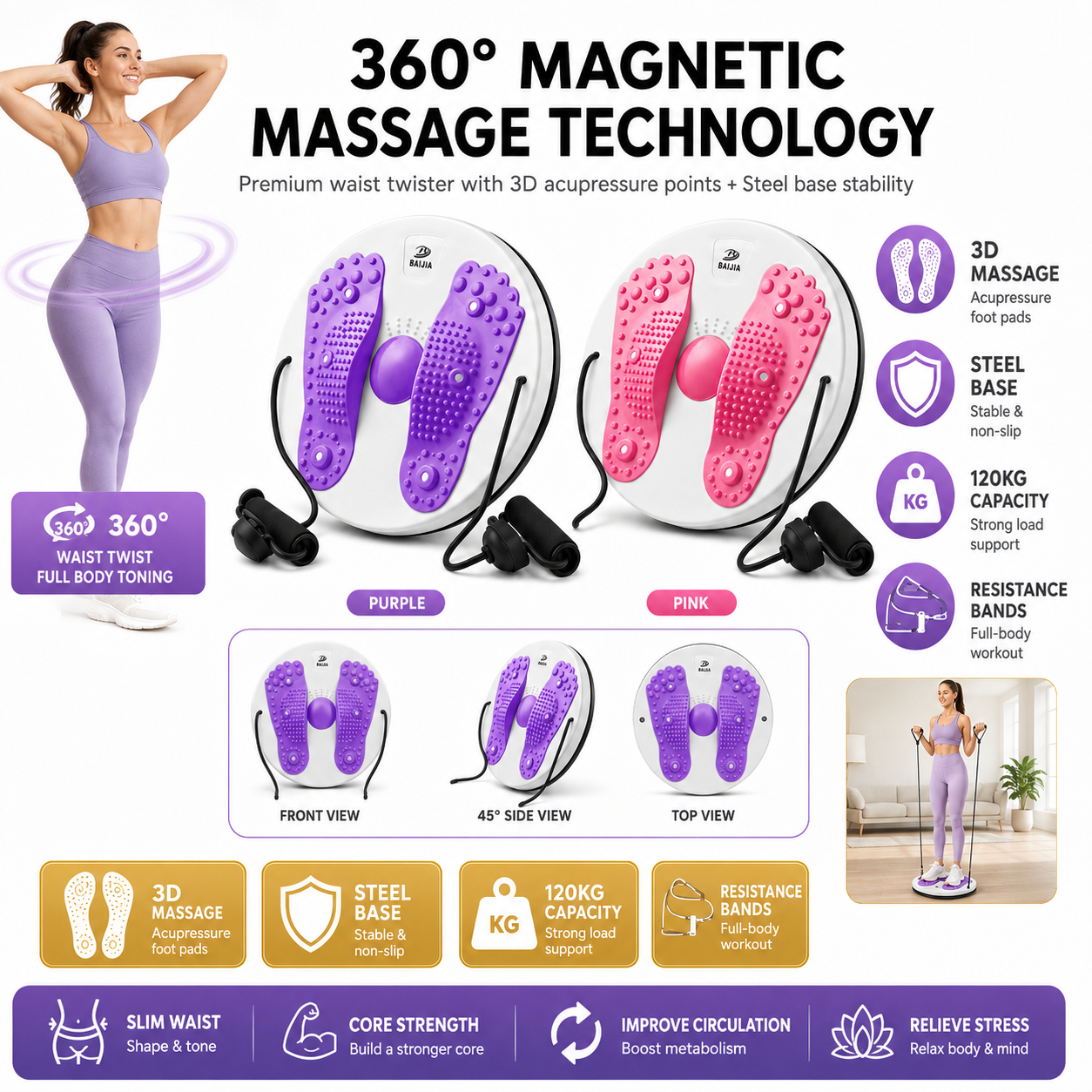 ✨ Waist Twisting Massage & Exercise Balance Board – Burn Fat, Slim Waist & Improve Circulation at Home