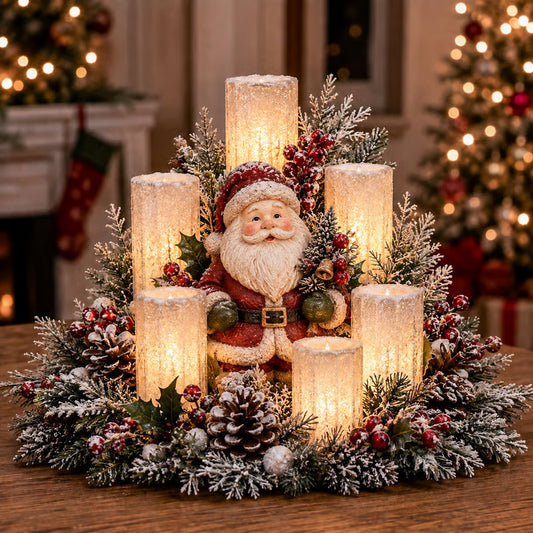 🕯️(Fewer than 90 items left！！) Glowing Christmas Centerpiece with Warm Flameless Candlelight🎄