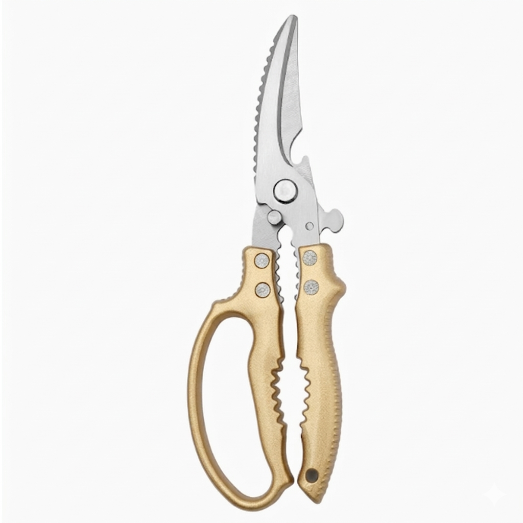 ✂️Limited-time 50% off! ⚡Stainless steel multi-functional kitchen scissors – with nutcracker, bottle opener and safety lock🔪