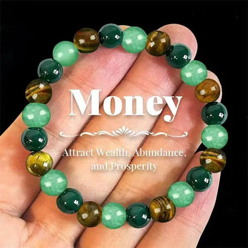 🎁Wealth-attracting bracelet—strung with Green Aventurine, Green Quartz, and Tiger's Eye beads. It not only symbolizes wealth and growth but also helps dispel negative emotions.💰