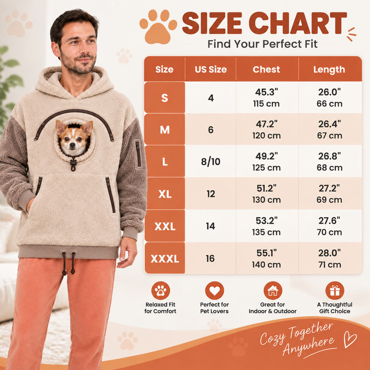 🐾 Cozy Pet Carrier Hoodie – Soft Fleece Cuddle Pouch Sweatshirt for Cats & Small Dogs