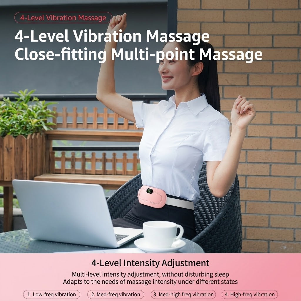 😩 Period Cramps Making Your Day Miserable? 🌸 Soothe Your Belly with Soothing Heat & Gentle Massage in One Convenient Heating Belt! 💗✨