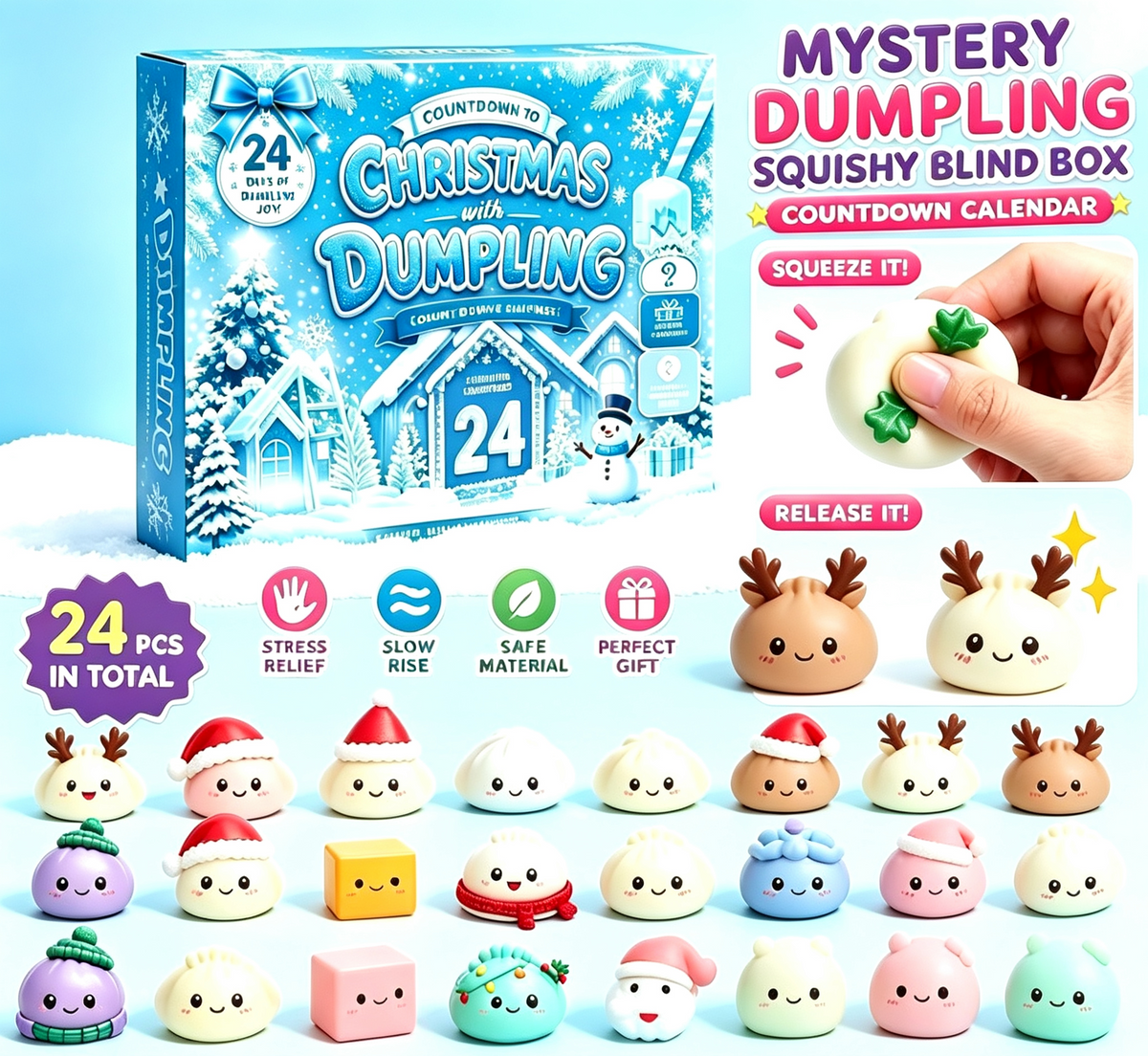🧡2026 Christmas Mini Slow-Rising Toy Advent Calendar – Holiday Gift🎁