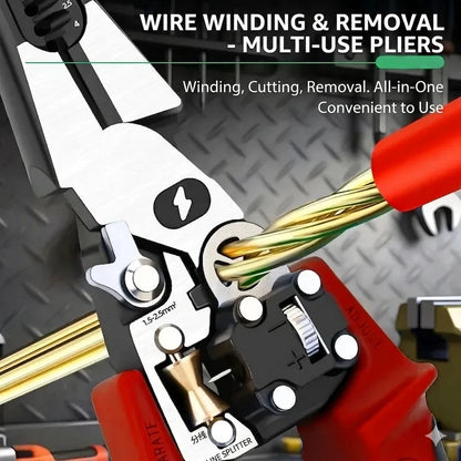 🔧 STOP CARRYING A TOOLBOX FULL OF DIFFERENT TOOLS! 😩 ⚡ 9q EqSSENTIAL FUNCTIONS IN ONE COMPACT PLIER — CUT, STRIP, CRIMP & TEST WIRES FASTER