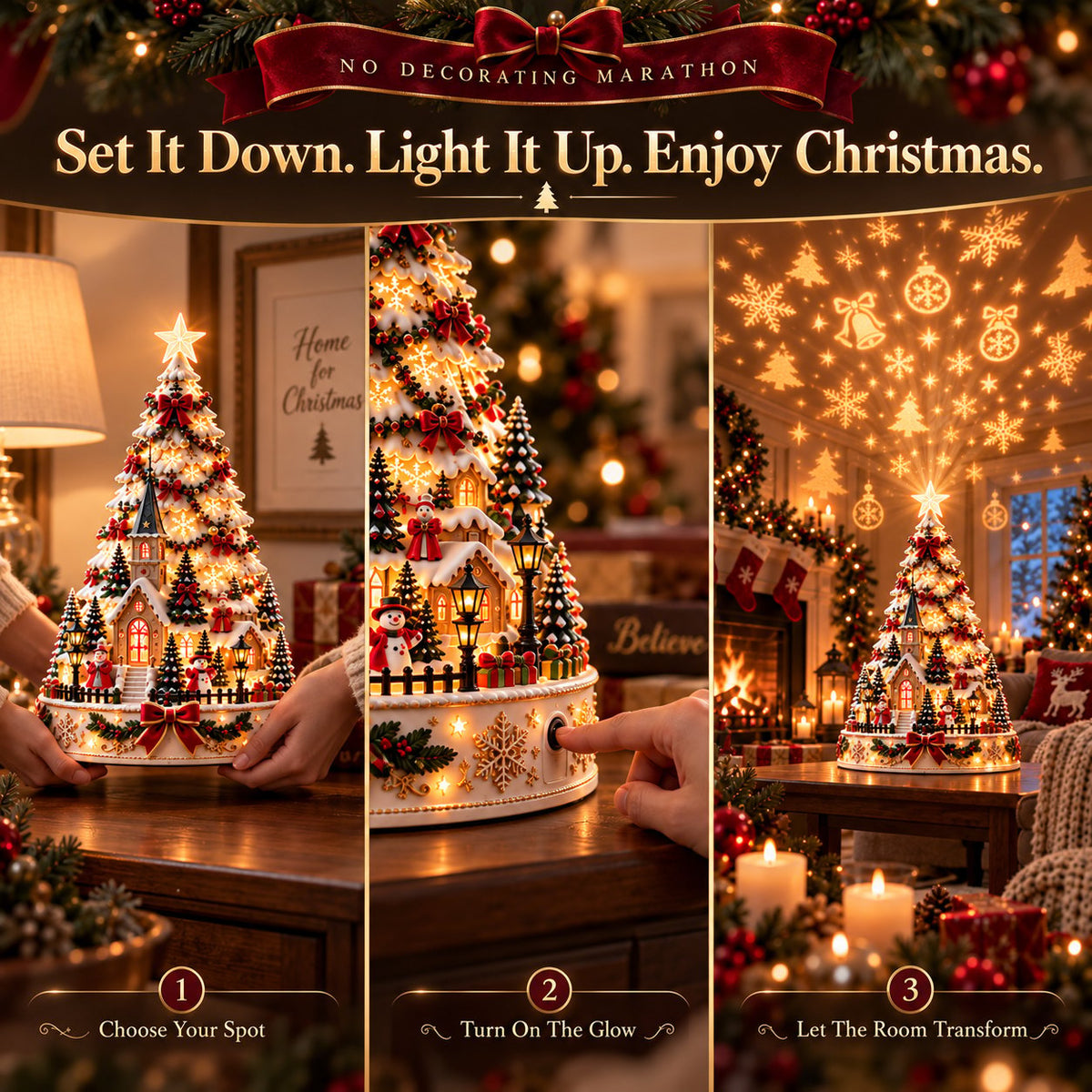 🎄 Tired of Empty, Lifeless Holiday Decor? Transform Any Space Into a Warm Christmas Wonderland with the Christmas Village Lightscape Tree ✨