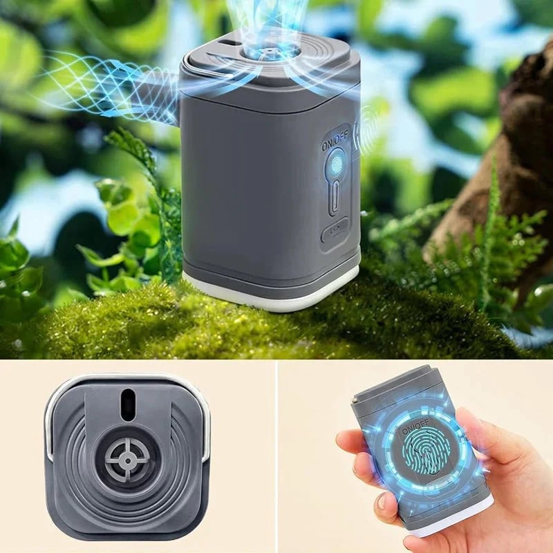 🏕️ Rechargeable Camping Air Pump – LED Light, Fast Inflation, Compact 🔋
