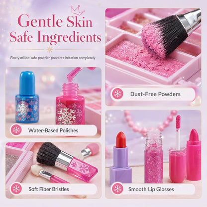 🎀Washable Princess Makeup Set – Non‑irritating, trays & portable case
