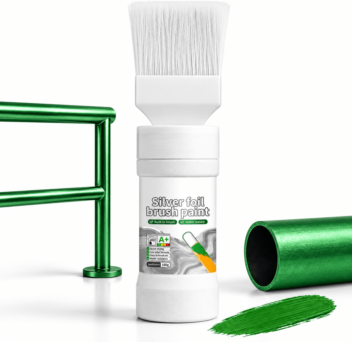 ✨New Arrival✨🖌️🏠Water-Based Metallic Silver Paint with Built-in Brush💥👍