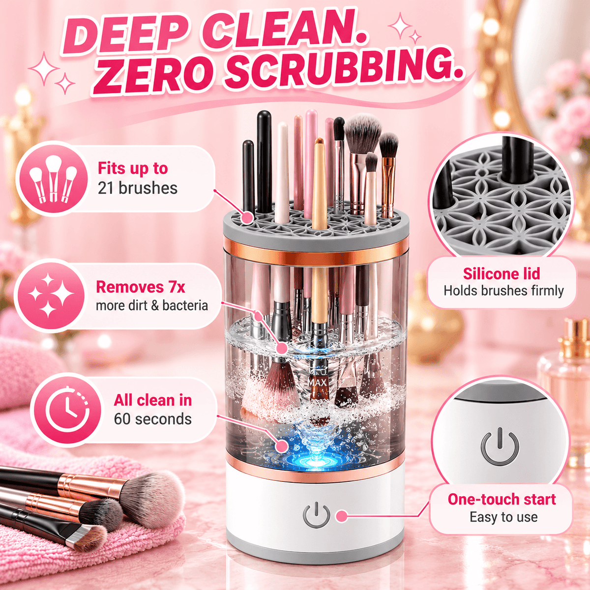 Electric Makeup Brush Cleaner – Portable Cosmetic Brush Cleaning Machine for Home & Travel