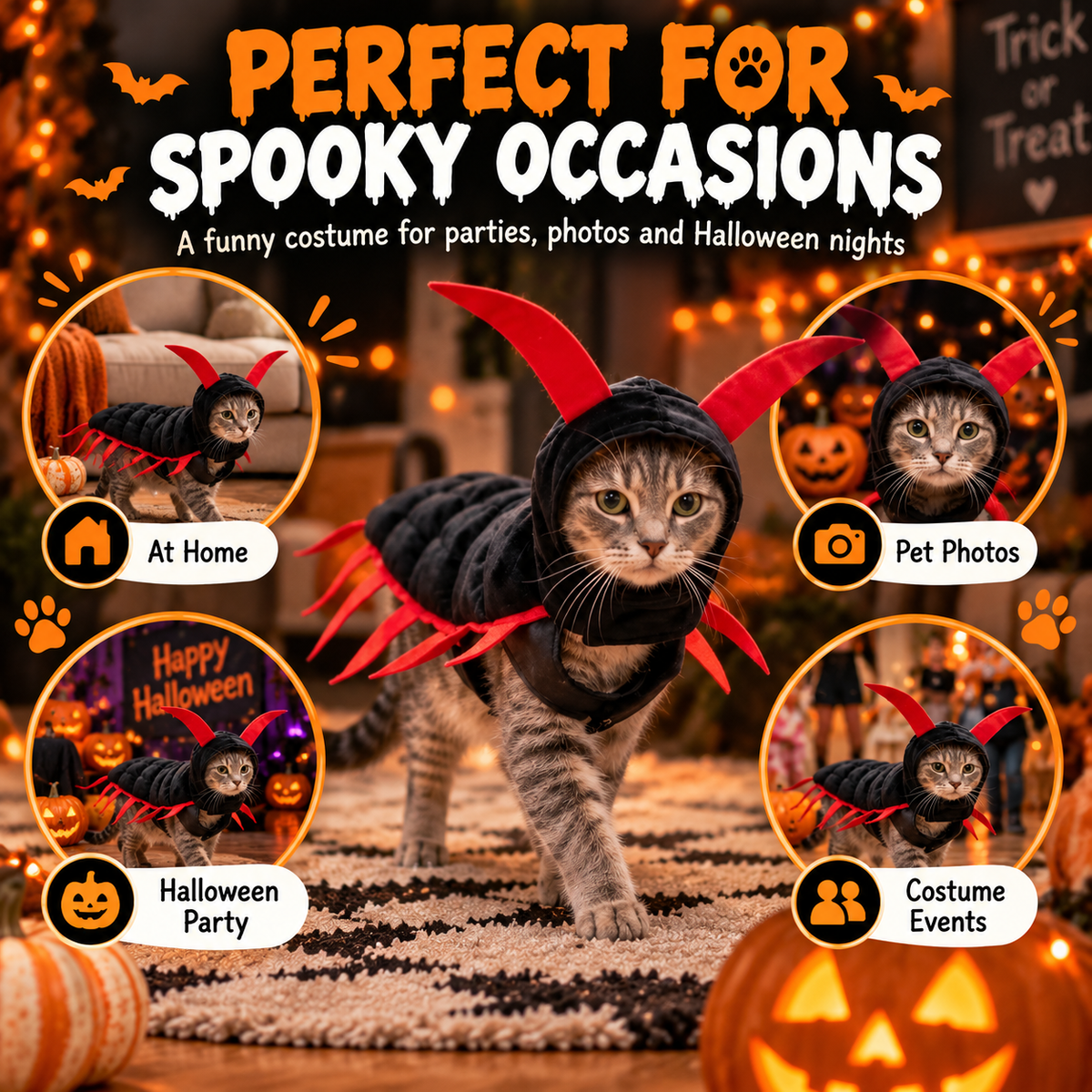 🐱🎃 WANT YOUR CAT TO STEAL THE SHOW THIS HALLOWEEN? 👀🪱 👻 Skip Ordinary Pet Costumes — This Creepy-Cute Centipede Look Is Impossible to Ignore!