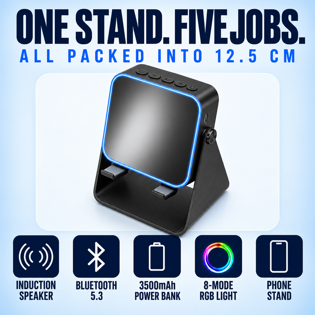 🎵📱 5-in-1 Smart Speaker Phone Stand – One Gadget, Endless Convenience!