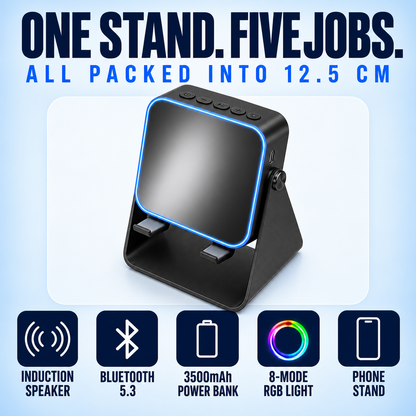 🎵📱 5-in-1 Smart Speaker Phone Stand – One Gadget, Endless Convenience!