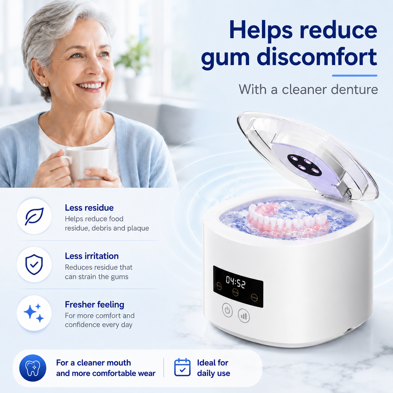 🥳2026 HOT SALE🥳💞50K+ SOLD!🦷 Denture Dome Ultrasonic UV-C Cleaner – For a fresher, cleaner denture in just 5 minutes