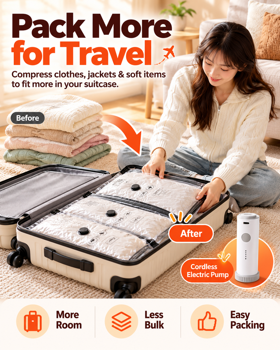 🥰Limited-time offer: 50% off 🥰space-saving vacuum storage bags with cordless electric pump (today only)