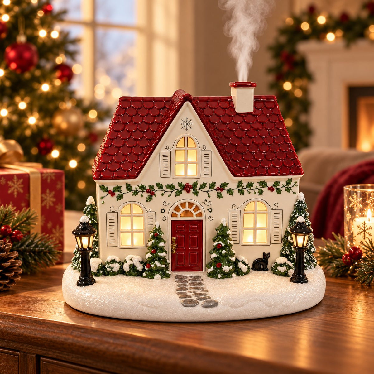 🎄 Your Home Doesn't Feel Festive Yet? ✨ Add Christmas Magic & a Cozy Aroma with This Adorable House Aroma Diffuser! 🏠❤️