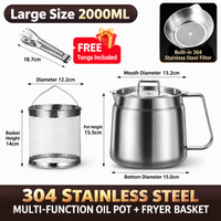 304 Stainless Steel Oil Filter Can - 2.0L