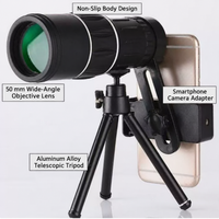 High-end optical telescope set includes phone clip and tripod