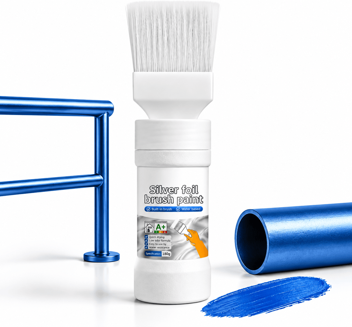 ✨New Arrival✨🖌️🏠Water-Based Metallic Silver Paint with Built-in Brush💥👍