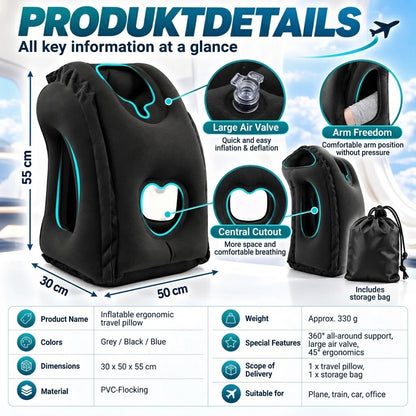 ✈️😴 Struggling to Sleep on Long Flights or Road Trips? Save 50% on This Inflatable Ergonomic Travel Pillow for Better Neck Support & Comfortable Rest Anywhere! 🧳💤