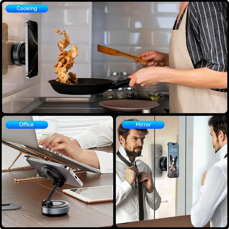 360° Adjustable Vacuum Magnetic Phone Holder, Suction Cup Phone Mount for Magsafe, Portable Cell Phone Holder for Car,Makeup/Gym/Mirror, Fit for All iphone iphone 12 and above-LIN