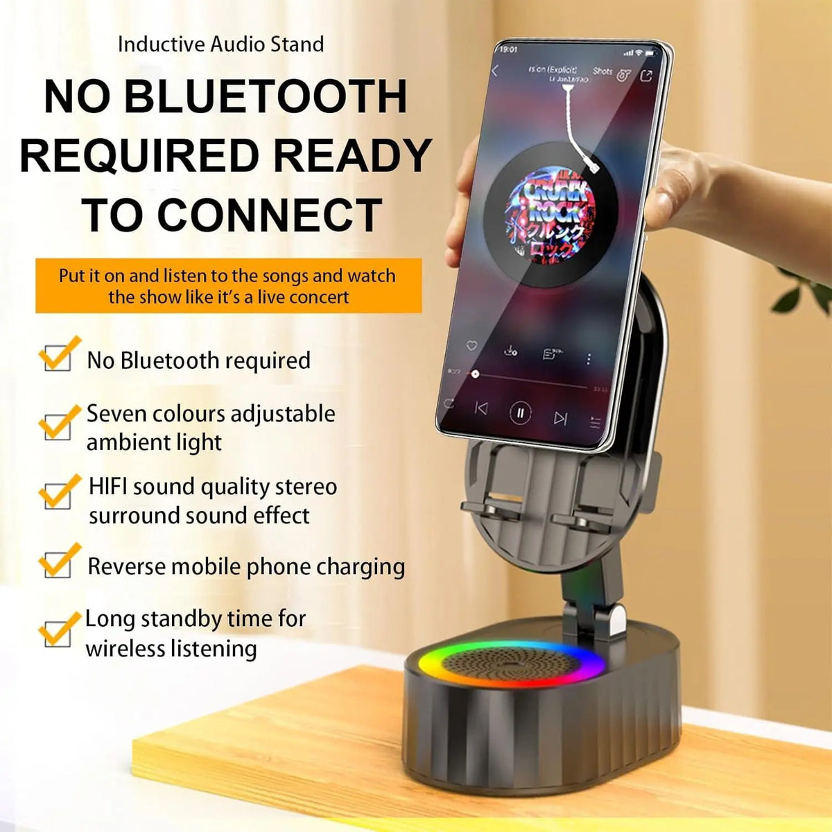 🔥5-in-1 Wireless Speaker Stand—featuring smart sensing and Bluetooth 5.4 connectivity, Dolby surround sound with deep bass, an adjustable phone holder, an LED light, and a power bank.💎