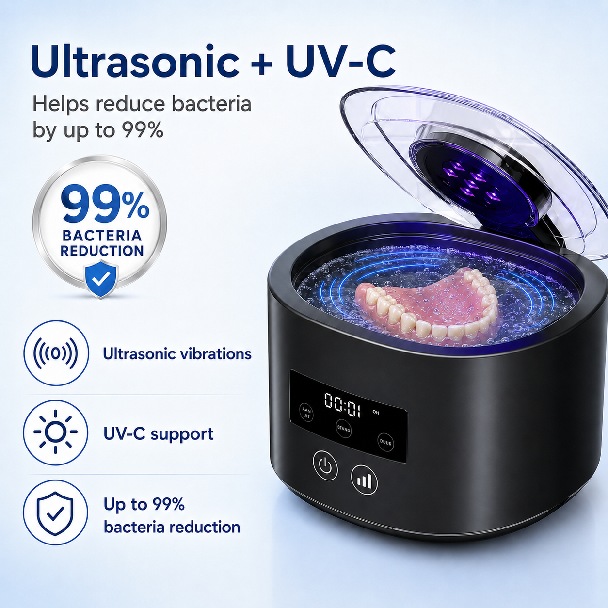 🥳2026 HOT SALE🥳💞50K+ SOLD!🦷 Denture Dome Ultrasonic UV-C Cleaner – For a fresher, cleaner denture in just 5 minutes