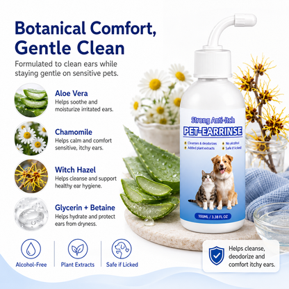 🐶🐱 Pet Ear Cleansing Solution – Clean Away Dirt, Wax & Buildup