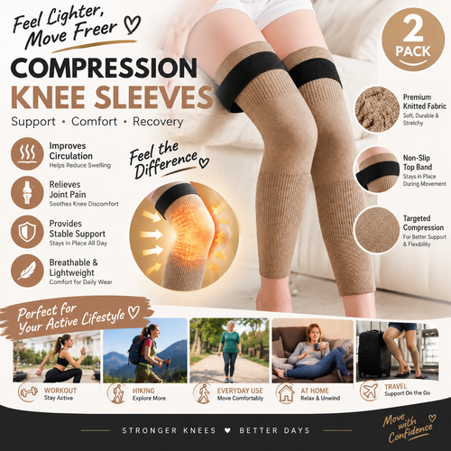 ☁️🧶Fleece-Lined Thermal Knee Warmers with Adjustable Stay-Put Strap