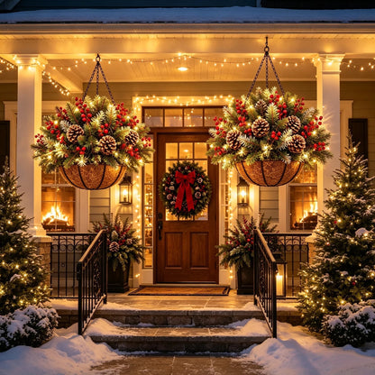 🎄 Last day: 50% OFF 🏆 Christmas basket with built-in lighting | 🎄 With built-in lighting, weather-resistant and maintenance-free