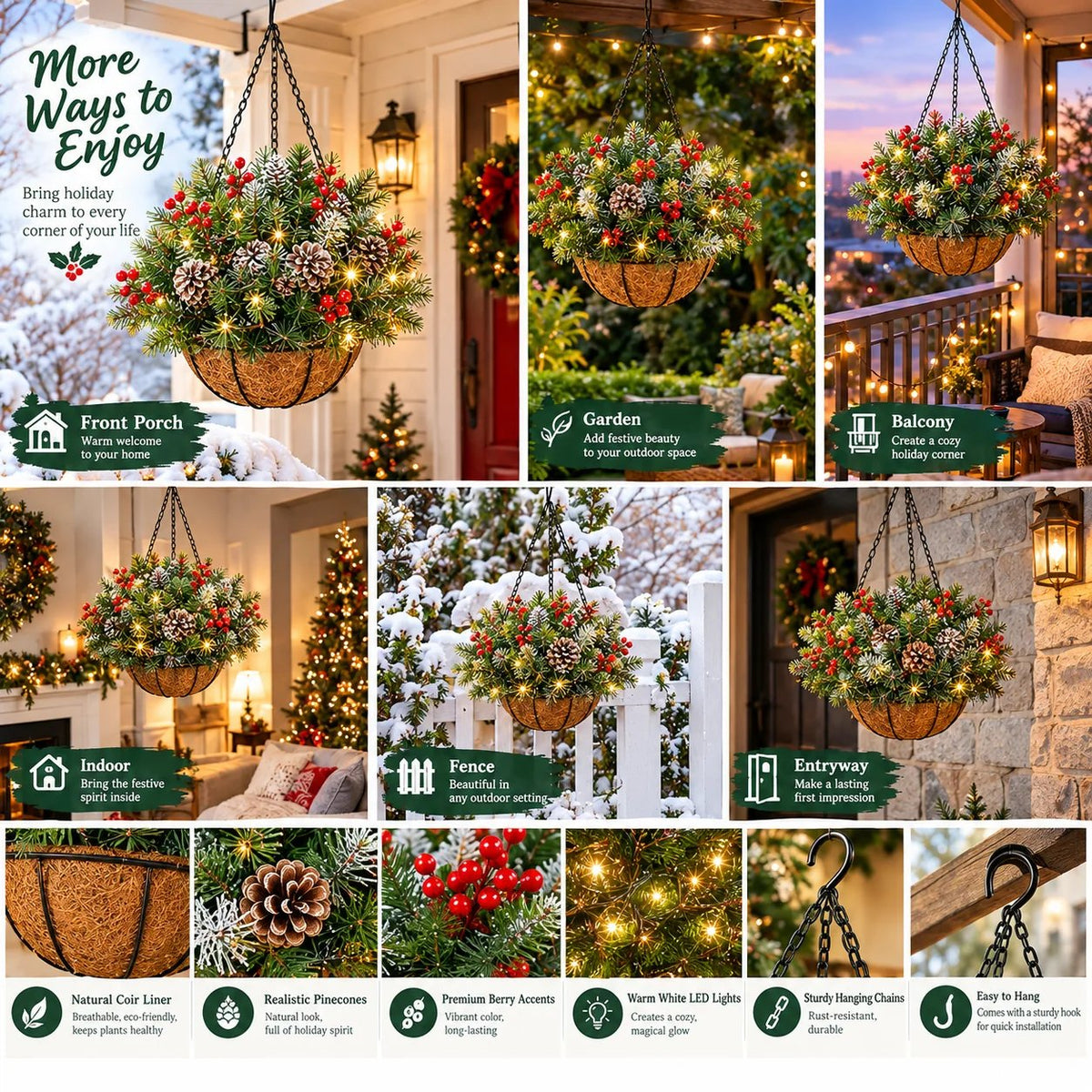 🎄 Last day: 50% OFF 🏆 Christmas basket with built-in lighting | 🎄 With built-in lighting, weather-resistant and maintenance-free