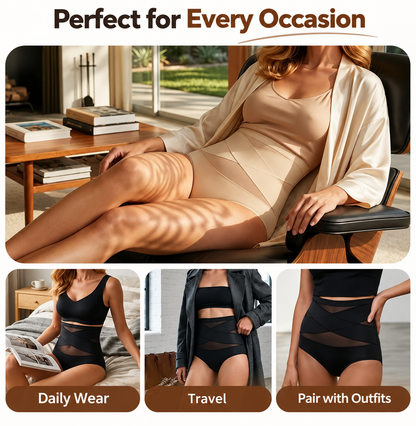 🌸🔥 Plus Size High-Waisted Tummy Control Panties – Cross-Front Shaping Underwear for Women | Buy 2 Get 1 FREE! 💖
