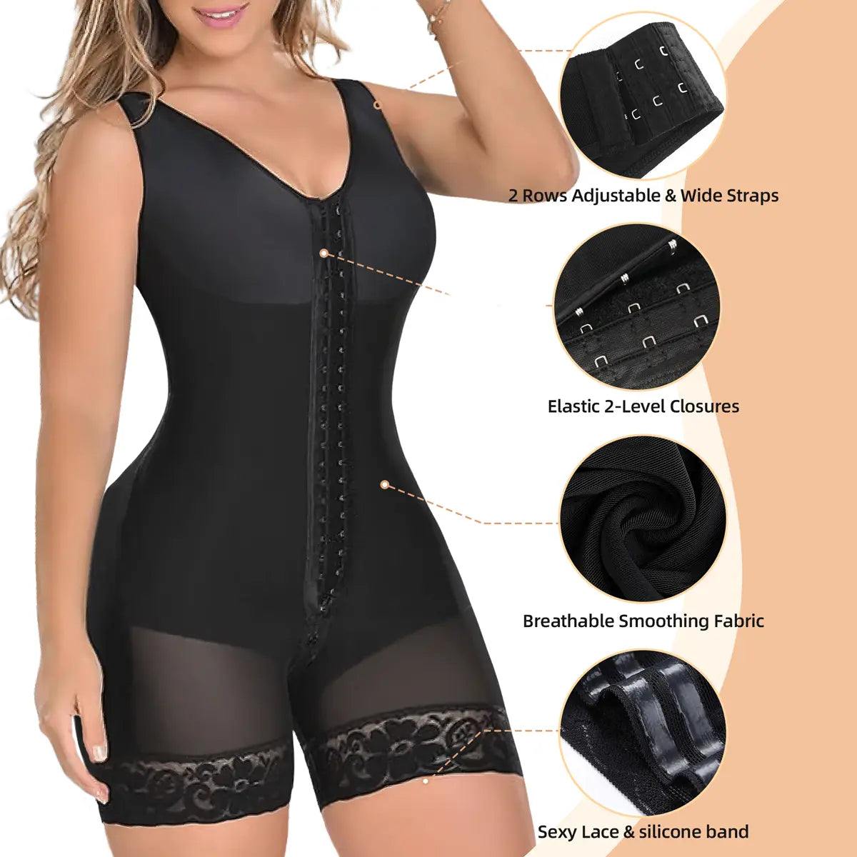 🔥Hook Tummy Control Full Shapewear Butt Lifter💎