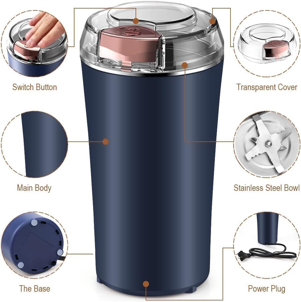 Mini Electric Coffee & Spice Grinder | Stainless Steel Blades, Spice & Dry Herb Grinder Dropdash
