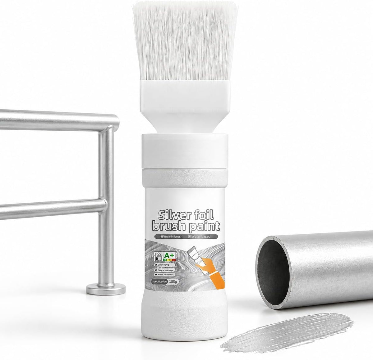 ✨New Arrival✨🖌️🏠Water-Based Metallic Silver Paint with Built-in Brush💥👍