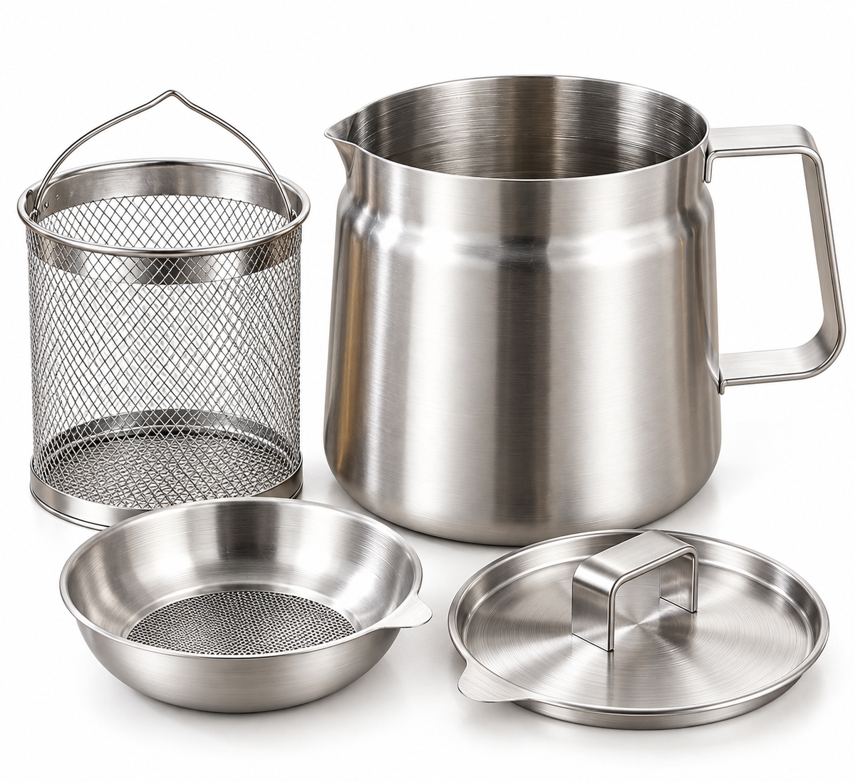 304 Stainless Steel Oil Pot with Frying Basket & Strainer