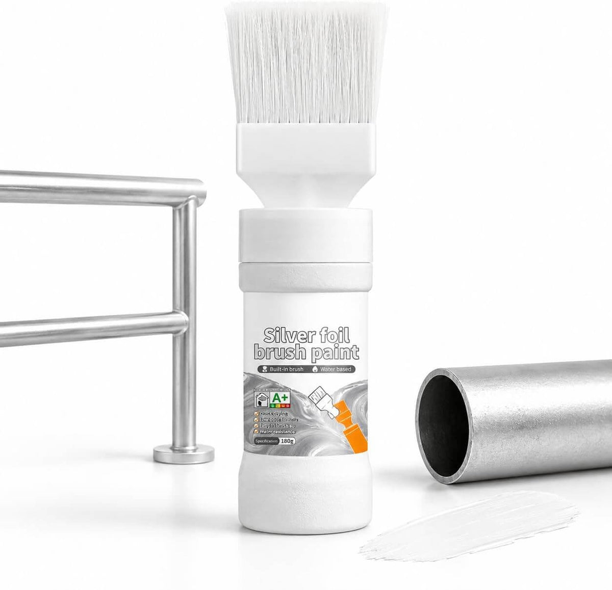 ✨New Arrival✨🖌️🏠Water-Based Metallic Silver Paint with Built-in Brush💥👍