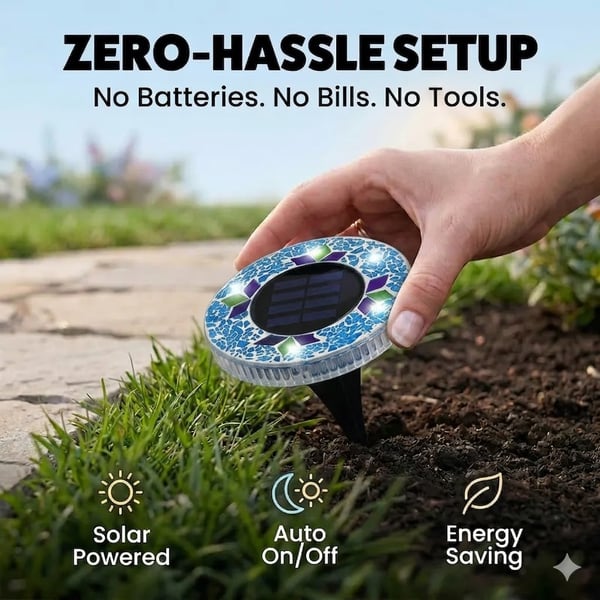 📢Limited Time Offer📢Solar Disk Lights – Handcrafted Mosaic Outdoor LED Waterproof In-Ground & Tabletop Wireless Lighting