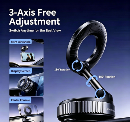 360° Adjustable Vacuum Magnetic Phone Holder, Suction Cup Phone Mount for Magsafe, Portable Cell Phone Holder for Car,Makeup/Gym/Mirror, Fit for All iphone iphone 12 and above-LIN