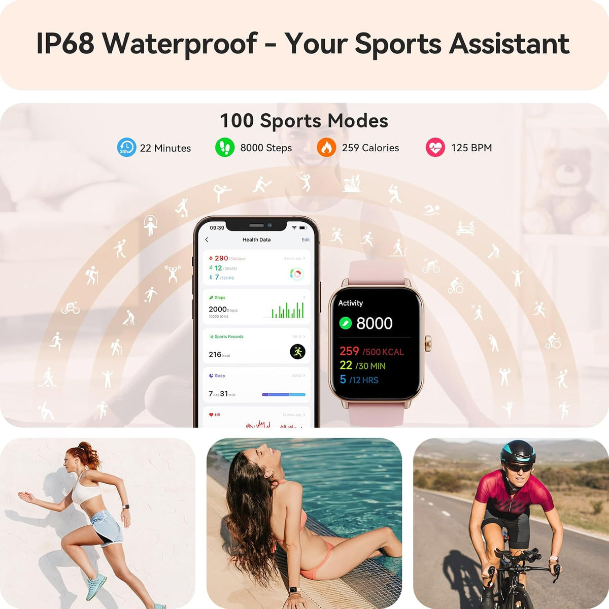 🎁Sports smartwatch. Compatible with iOS and Android smartphones.（Fewer than a hundred items remain.）💎