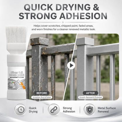 ✨New Arrival✨🖌️🏠Water-Based Metallic Silver Paint with Built-in Brush💥👍