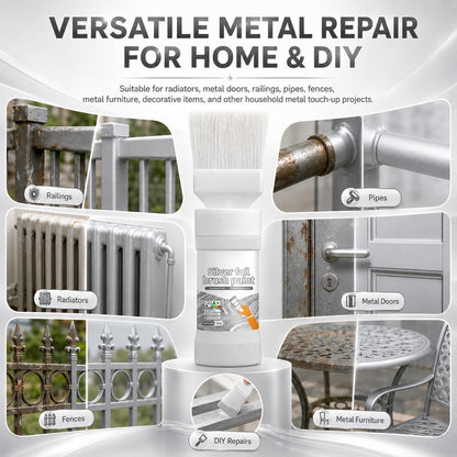 ✨New Arrival✨🖌️🏠Water-Based Metallic Silver Paint with Built-in Brush💥👍