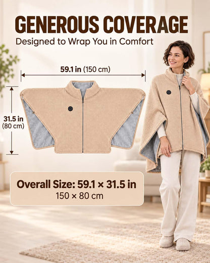 2027 Upgrade Heated Shawl Wraps for Women, Cordless Ceated Blanket