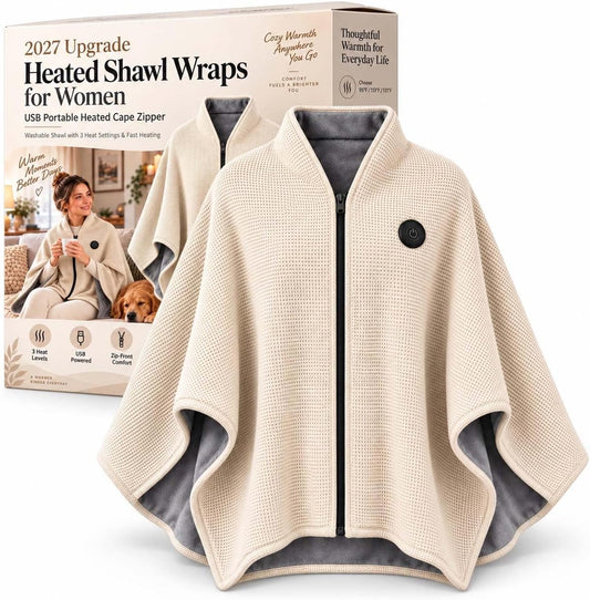2027 Upgrade Heated Shawl Wraps for Women, Cordless Ceated Blanket